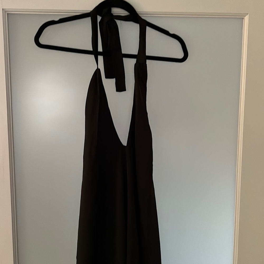 Black Satin crossover tie dress size large